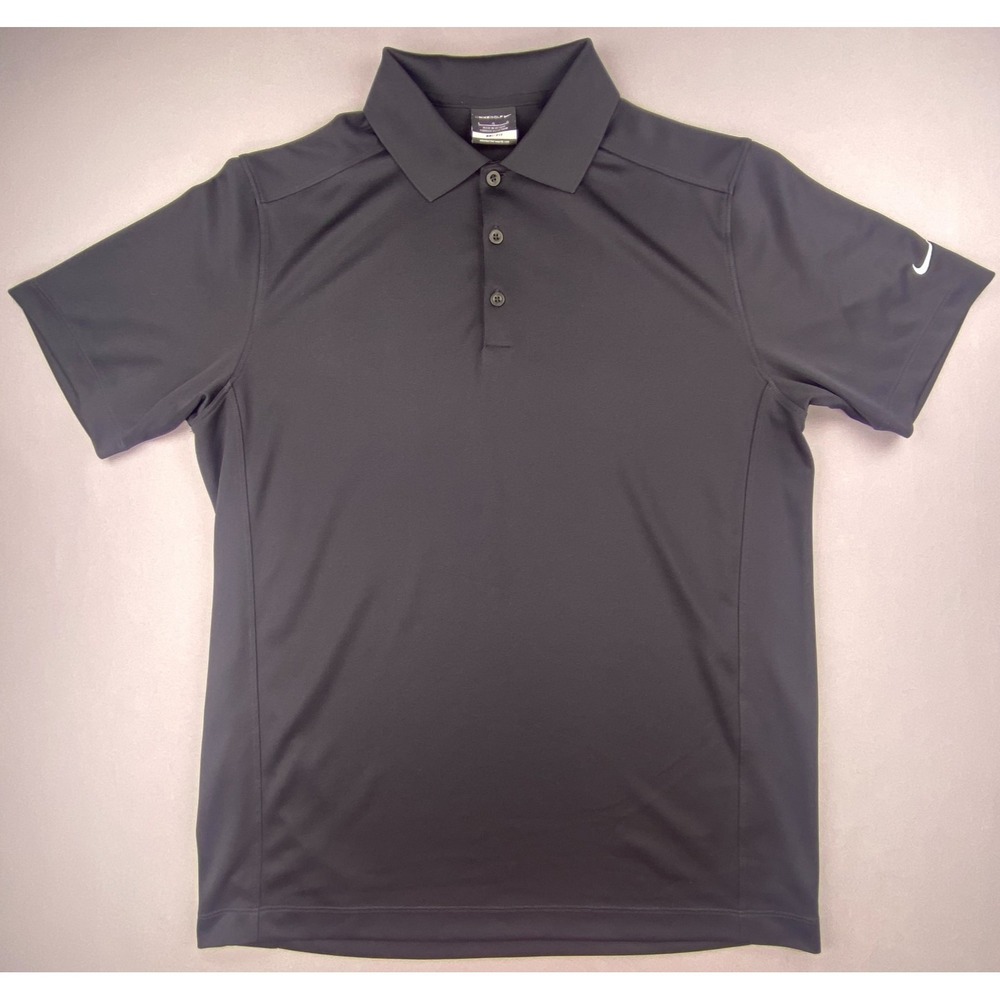 Nike Golf Dri-FIT Polo Shirt Men's Large L Black Short Sleeve Solid Swoosh